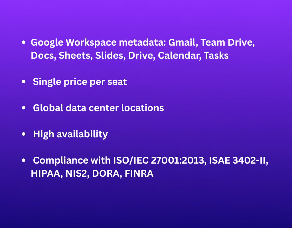 Arcserve SaaS Backup for Google Workspace
